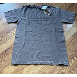 Vintage Chocolate Joke Shirt Size S Brown I'll Be Nice If You Give Me Chocolate
